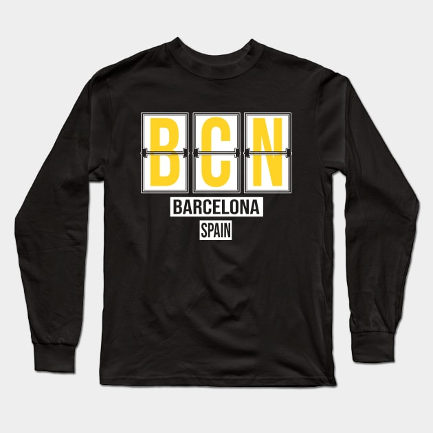 BCN - Barcelona Airport Code Souvenir or Gift Shirt Long Sleeve T-Shirt by HopeandHobby